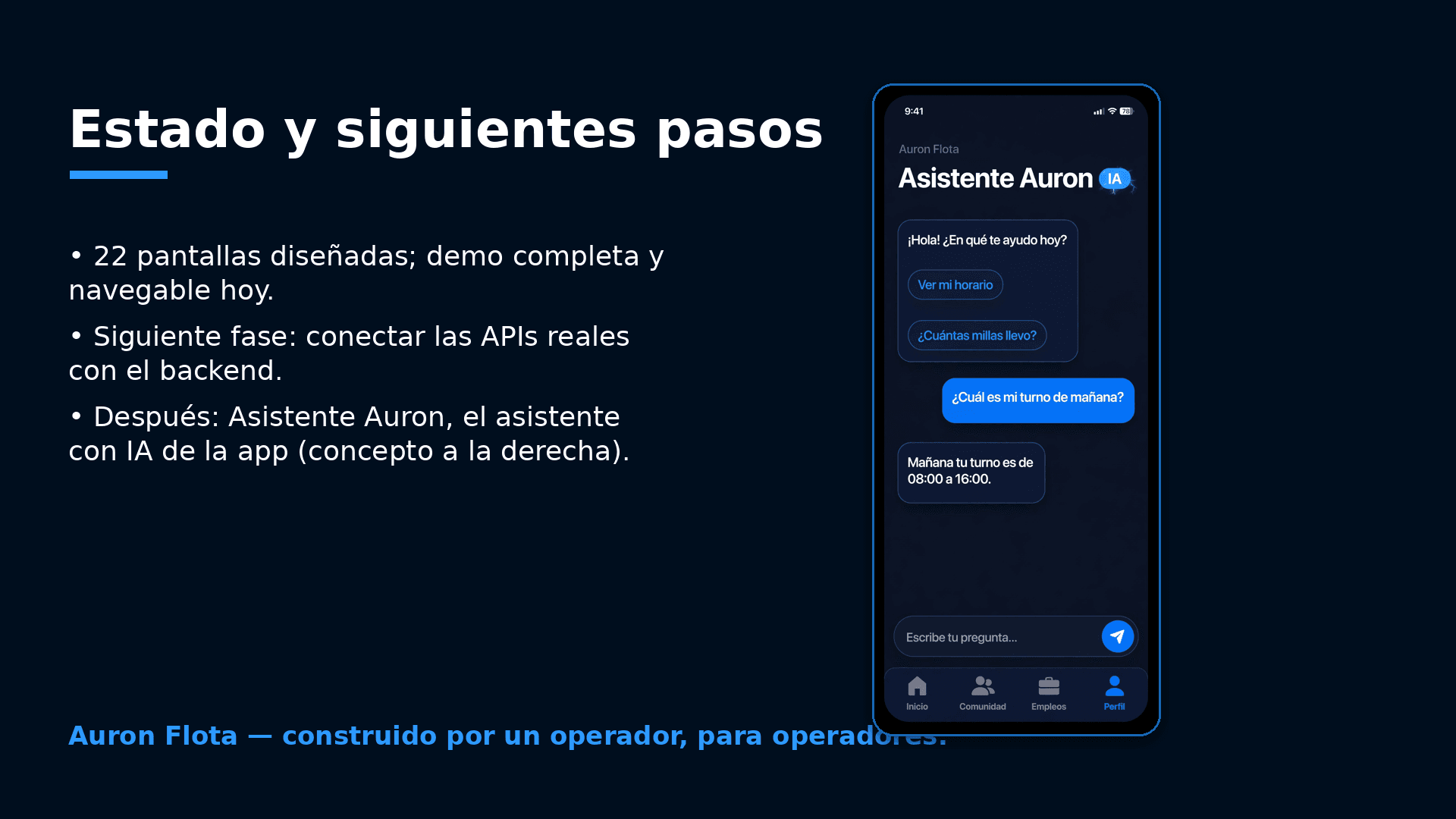 Lámina 12 de 12 de la presentación de Auron Flota