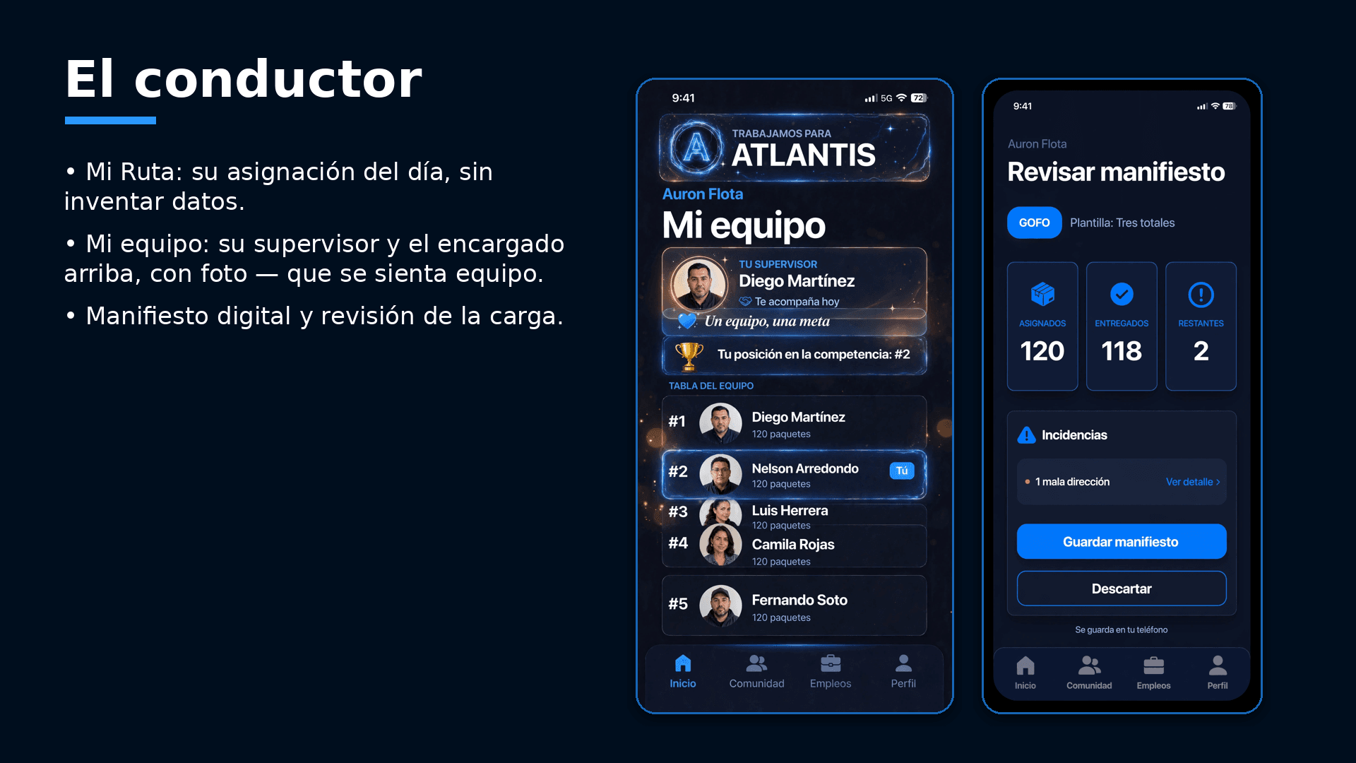 Pantalla de El conductor