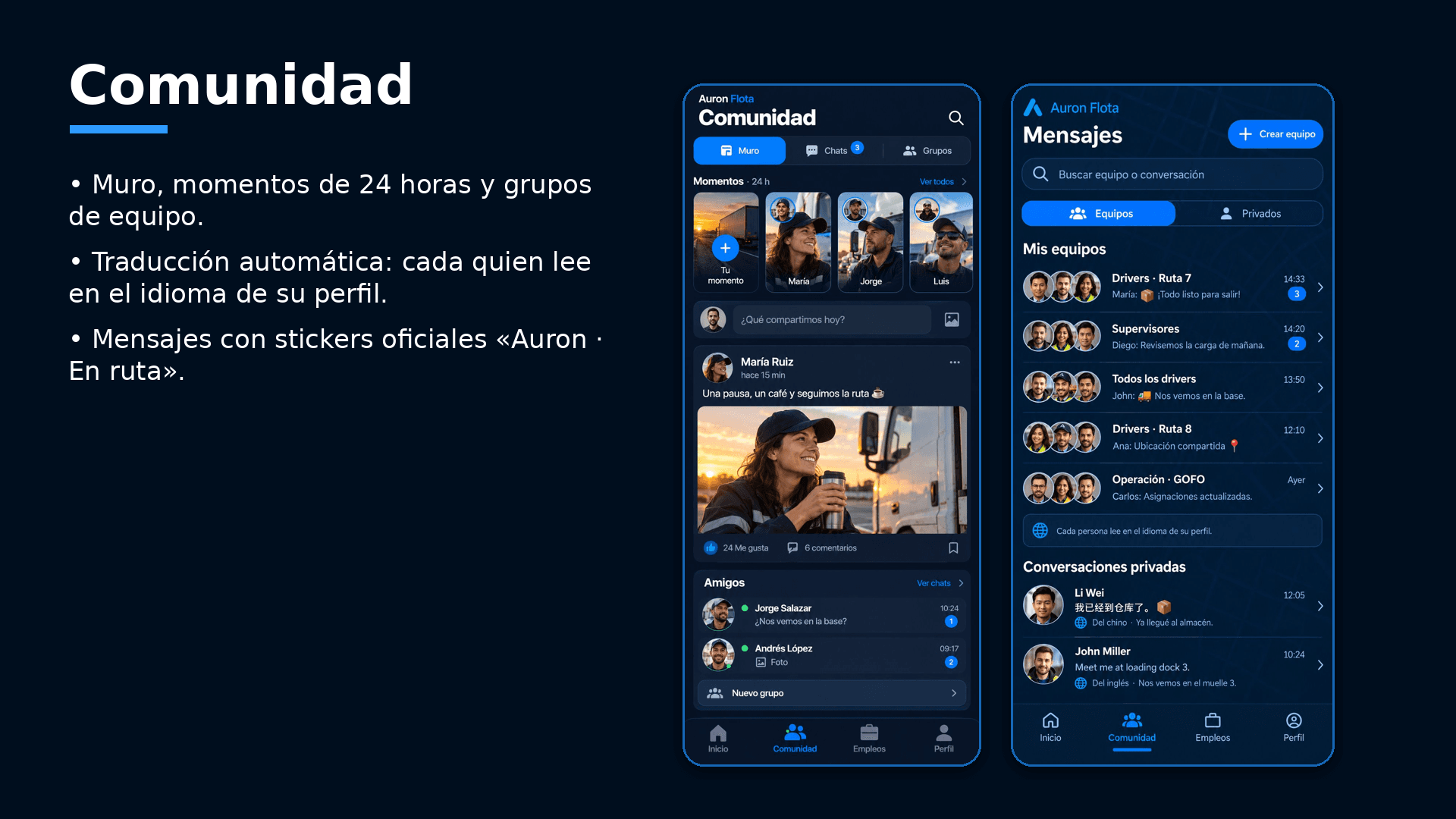 Pantalla de Comunidad